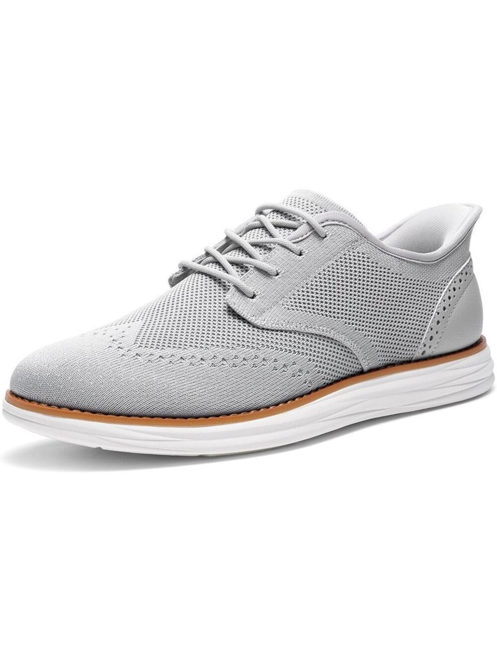 Men's Grey KnitFlex Craft Mesh Oxfords Solid Lace-Up Rubber Walking Sneaker